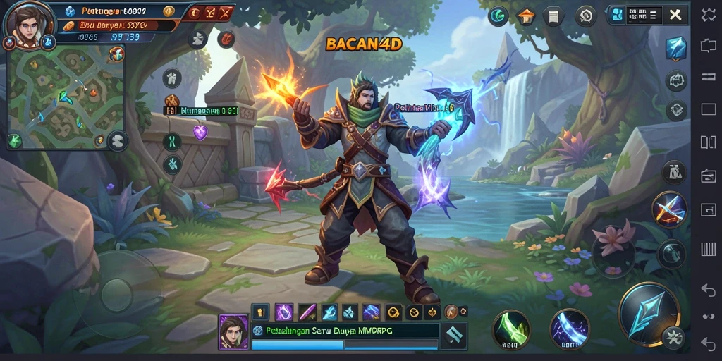 Tampilan gameplay BACAN4D yang menampilkan aksi seru dalam dunia MMORPG.