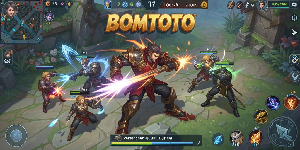 Screenshot gameplay BOMTOTO menunjukkan aksi seru dan karakter unik.