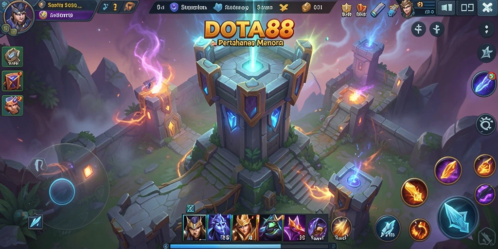 Screenshot menunjukkan intensitas gameplay Tower Defense yang menantang.