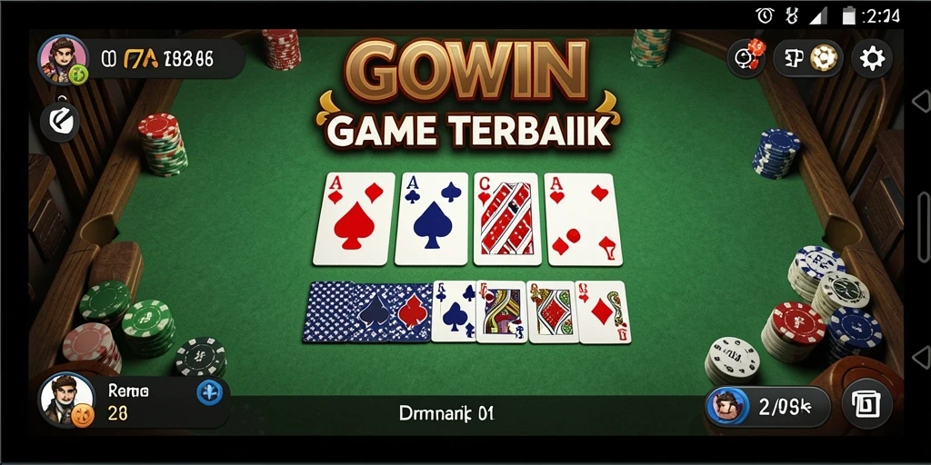 Tampilan screenshot GOWIN menampilkan permainan Domino yang seru.