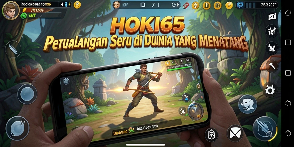 Tangkapan layar menampilkan aksi karakter dalam dunia petualangan HOKI65.