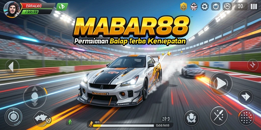 Screenshot dari gameplay balap MABAR88 yang seru dan menegangkan.