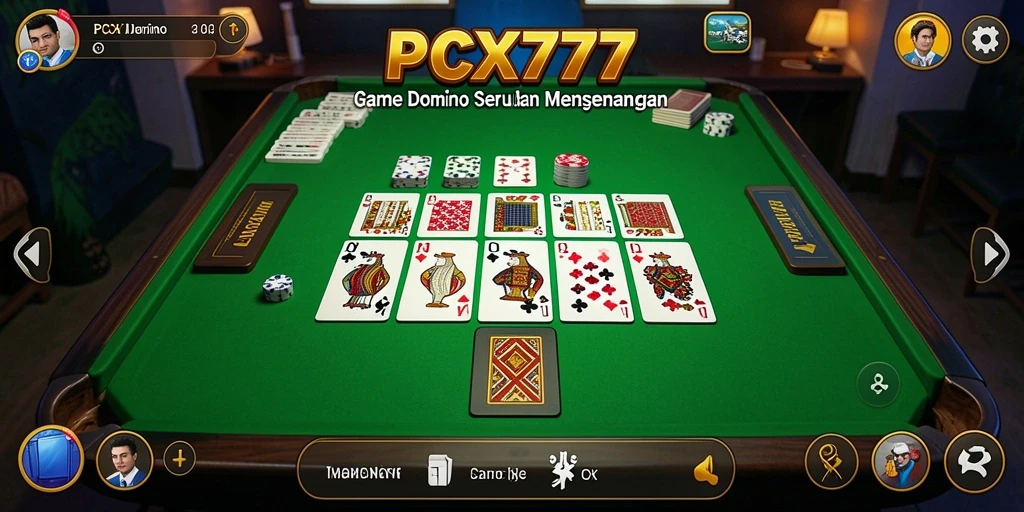 Screenshot main game Domino PCX777 dengan tampilan menarik