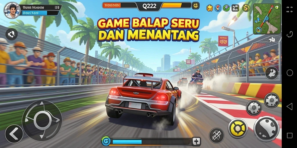 Tampilan gameplay menarik dari QQ222 dengan aksi balap yang seru.